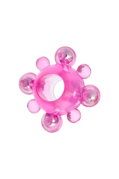 Эрекционное кольцо с бусинами TOYFA, розовое