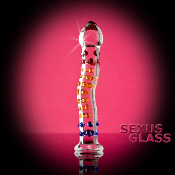 Фаллоимитатор Sexus Glass,стекло, прозрачный, 20 см