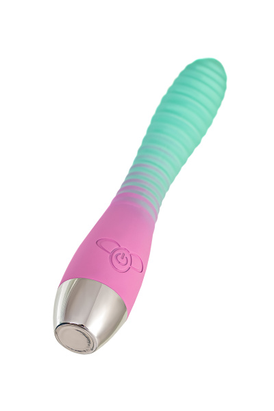 Вибратор с изогнутой головкой Flovetta AZALIA, силикон, мятно-розовый, 20,5 см