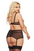 Комплект SoftLine Collection Dolores (бюстгальтер, стринги и пояс для чулок), черный, XL