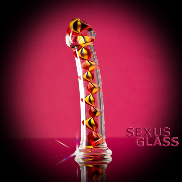 Фаллоимитатор Sexus Glass,стекло, прозрачный, 18 см