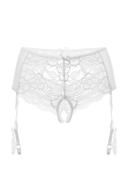 Трусики  эротические-пояс с кружевными вставками, белые, (46-48)